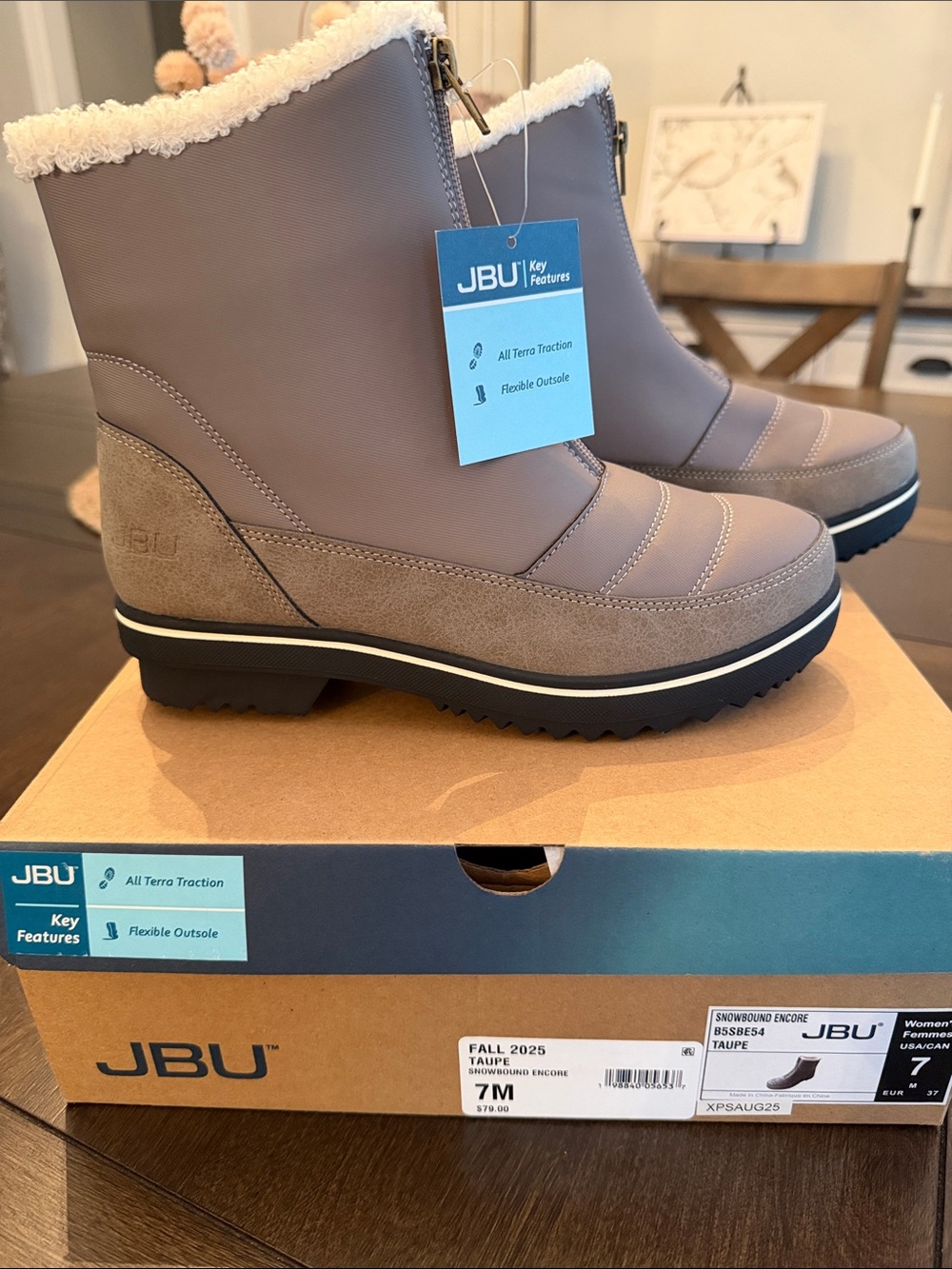 JBU Taupe Women's Insulated Winter Zip Boots